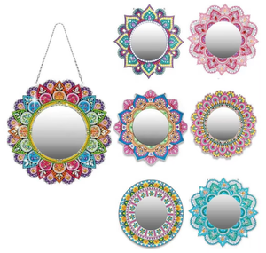 Specchio per Trucco con Pittura Diamante 5D, <span class=keywords><strong>Mandala</strong></span> in Cristallo, Specchio Alieno Fai-da-Te, Ciondolo in Acrilico con Diamanti su Un Lato - Product Image 3