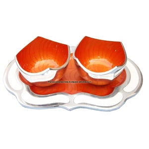 Centres de table de mariage de luxe Bol à fruits décoratif en aluminium de bureau en couleur émail pour comptoir de cuisine - Product Image 1