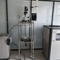 Réacteur en verre cylindrique Pyrex pour systèmes d'extraits végétaux, réacteur en verre à double paroi avec chauffage et réservoir de distillation