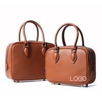Tas Tangan Mini Kulit Sapi Asli Minimalis Vintage Mewah 100% Buatan Tangan dengan Resleting, Luas, Unisex, Dua Pegangan, Tahan Air