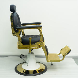 Toonbeeld Goud Luxe Vierkante Rug Lederen Kappersstoel Met Aangepast Logo Geïmporteerd Uit China Voor Kapperszaken - Product Image 4