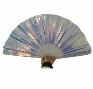 Promotion Grand éventail pliant à main personnalisé de 13 pouces 33cm en stock Éventail clac holographique en plastique de couleurs assorties - Product Image 6