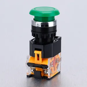 Interruptor de botón momentáneo de plástico grande, pulsador de seta verde de alta calidad, venta al por mayor, fábrica de LA165-B8-11M, buena calidad