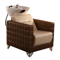 Fauteuil de lavage en cuir Dongkai avec bassin en céramique rotatif et accoudoirs semi-inclinables pour salon de coiffure et institut de beauté