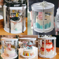 Boîte à gâteau ronde transparente en acrylique personnalisée, grande taille, pour anniversaire, mariage, en usine
