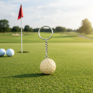 Portachiavi con pallina da minigolf, catena e anello per uso promozionale - Product Image 3