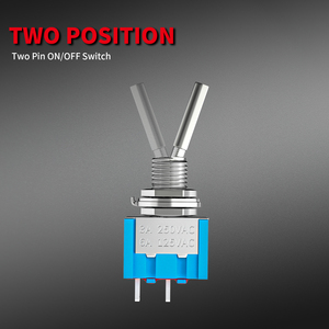 Interrupteur à bascule miniature en métal à poignée plate marche/arrêt 6 mm 2 broches SPST avec 2 bornes à souder - Product Image 2