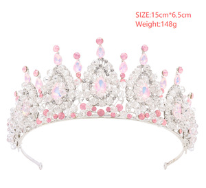 Handmade Alloy Crystal <strong>Wedding</strong> <strong>Hair</strong> <strong>Band</strong> Bride Tiara Baroque Crown for Pageant Quinceanera Party - Product Image 6