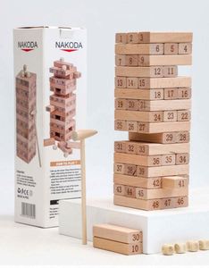 Juego Clásico de Apilamiento Familiar, Torre de Bloques de Madera de Haya Natural con Números - Product Image 1