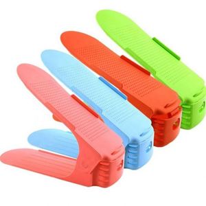 Modern Durable Double Tier Adjustable Shoe Organizer Footwear Support Colorful PP <b>Plastic</b> Living Room Closet Stand - Product Image 3