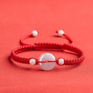 Pulsera de Jade Natural de Myanmar con Hebilla Ping An, Tejida, para Hombre y Mujer, Venta al por Mayor SL11 - Product Image 1