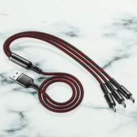 Cable de Carga Rápida USB 3 en 1 con Trenzado de Nailon, Precio de Fábrica, Duradero, para iPhone/Tipo-C/Android, Puerto de Carga para iPhone Lightning