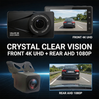4K Çift Kameralı Ön ve Arka 1080P Dahili WiFi GPS AI ADAS Araç Kamerası 3" IPS 24 Saat Park Monitörü DVR Video Kaydedici