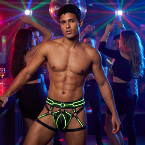 Conjunto de Regalo Sexy: Calzoncillos Boxer con Ribete de Neón y Arnés de Malla para Intimidad en Pareja, Ropa Interior para el Día de San Valentín - Product Image 2