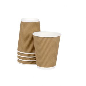 Customized Logo Eco-Friendly Disposable Ripple Wall <b>Corrugated</b> <b>Paper</b> Cups for Coffee Tea Tequila-Waterproof & Recyclable - Product Image 1