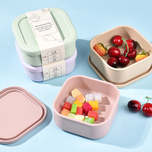 Portable Square Silicone Lunch <b>Box</b> BPA Free Microwavable Dishwasher Safe Stackable Snack Container For Fruit <b>Storage</b> - Product Image 5