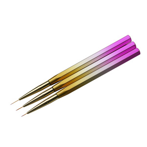Ensemble professionnel de 3 pinceaux à ongles en poils synthétiques, manche métallique, pour le soin des ongles, dessin de lignes fines, stylo de manucure - Product Image 3