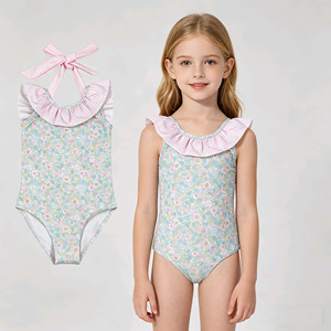 Traje de Baño Enterizo para Bebés Niñas con Diseño Floral y Lazos, Transpirable, Venta al por Mayor, Bikini para Hermanas, Ropa Infantil - Product Image 1