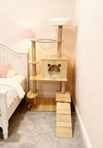 Árbol para Gatos de Madera de Gran Tamaño, Moderno, Ecológico, Ajustable en Altura (4 Niveles), Rascador para Mascotas, Casa Torre de Cartón, Venta al Por Mayor Personalizada - Product Image 6