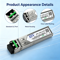 Transceptor SFP Gigabit SFP-1.25G-LX100, 1.25Gb/s, 100km, 1550nm, SMF, Dúplex, LC, DDM, Módulo SFP 1.25G para Switch de Red
