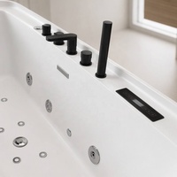 Baignoire autoportante en acrylique blanc certifiée CE, avec robinetterie noir mat, pour salle de bain de luxe, directement de l'usine