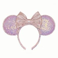 Pita Rambut Minnie dengan Hiasan Glitter dan Payet, Bando Kuping Pita untuk Anak Perempuan, Aksesoris Rambut untuk Festival dan Pesta