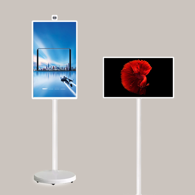 BestieTV 32 Inch Smart Android 12 HDTV Portable Rotatable LED Backlit TV with Capacitive Touch White Cabinet Stand Definition