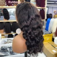 Peluca de Cabello Humano Virgen Vietnamita 100% Natural, 24 Pulgadas, Grado 12A, Ondas Oceánicas, Encaje Transparente, 250% de Densidad