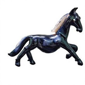 รูปปั้นม้าแก้วเป่ามือจากมูราโน สีดำ งานศิลปะตกแต่งธีมสัตว์ - Product Image 1