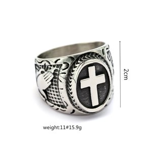 yunnique European American Retro Stainless Steel <b>Ring</b> Cross Design Unisex Jewelry Gift - Product Image 5