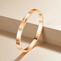 Bracelet de fiançailles géométrique en acier inoxydable 18 carats avec diamants, 6 mm, tendance, pour femmes