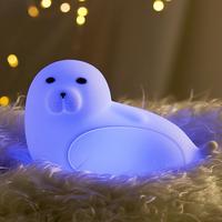 Veilleuse LED moderne en silicone en forme de lion de mer rechargeable par USB pour chambre d'enfant avec 7 couleurs