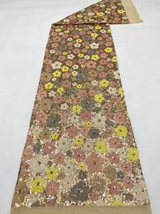 중국 여성 의류 자수 메쉬 레이스 블러셔 로즈 3D 꽃 장식 조각 얇은 명주 그물 직물 - Product Image 3