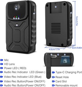 860B กล้องดิจิตอลขนาดเล็ก1000มิลลิแอมป์แบตเตอรี่บอดี้กล้องความละเอียด1080P HD IP64กันน้ำพร้อมมุมวิดพื้น120องศา - Product Image 6