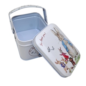 Wholesale Handheld Tinplate <b>Box</b> Cute Peter Rabbit Pattern <b>Empty</b> Metal Tin <b>Box</b> For Biscuit Chocolate Wedding Favor <b>Gift</b> Packing - Product Image 2
