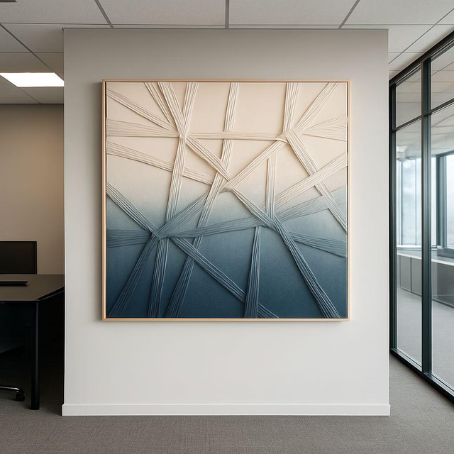 Handmade 3D Textured Fabric Decorative Painting Woven Geometric Shape Abstract Wall Art Custom Modern Design Hanging Painting