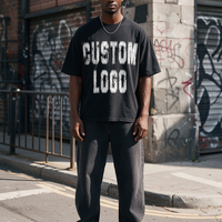 T-shirt Homme Personnalisé OEM/ODM à Col Rond et Manches Courtes, Coupe Oversize, avec Impression Graphique et Broderie de Logo, Nouveaux Scénarios