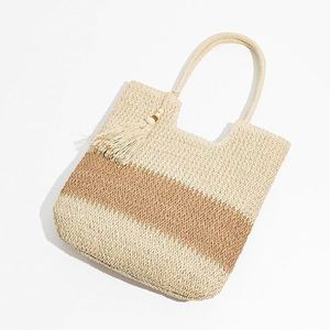 Bolso de Mano Grande de Paja Tejida a Mano para Mujer, con Diseño en Zigzag, para la Playa y el Verano - Product Image 1