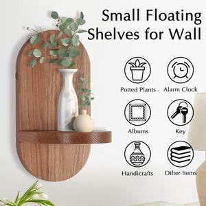 Wooden <b>Wall</b> <b>Mounted</b> <b>Shelf</b> Round Shape Single Layer For Home Decoration And Storage - Product Image 5