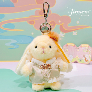 Nouveau porte-clés lapin doux de style chinois avec rembourrage en <span class=keywords><strong>granulés</strong></span>, costume traditionnel et couleurs assorties pour breloque de sac ou cadeau - Product Image 4