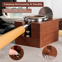 Support Carré Réutilisable en Noyer Naturel pour Tamper à Café, Support de Porte-Filtre, Organisateur de Tamper et Accessoires pour Machine à Expresso