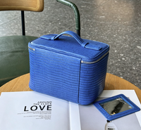 Grande trousse de toilette en cuir PU imperméable à motif lézard, grande capacité, avec poignée, sac de maquillage, pochette de voyage, organiseur