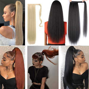 Venta al por mayor coletas sintéticas cordón trenzado Afro recto rizado niños envoltura alrededor del pelo extensiones <span class=keywords><strong>de</strong></span> cola <span class=keywords><strong>de</strong></span> caballo - Product Image 6