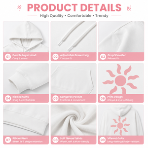 Wholesale Women’s <b>White</b> <b>Hoodie</b> Long Sleeve Pullover Sweatshirt Streetwear Casual Sportswear Apparel Cotton Fleece Spring Style - Product Image 4