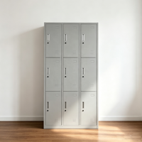 Casier en acier moderne à 9 portes, armoire à dossiers en métal à 3 niveaux pour la maison, le bureau, les écoles, les étudiants, les gymnases, les hôpitaux, le salon