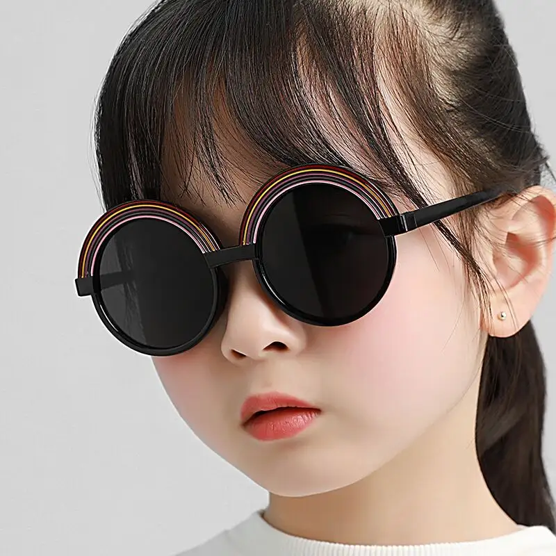 KD001 Children's rainbow sunglasses personality lovely men and girls round frame sunglasses