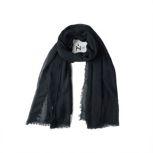 Sciarpa in pile effetto stropicciato 90x180cm Nera Tinta Unita per Donna, Accessorio Invernale Caldo - Product Image 1