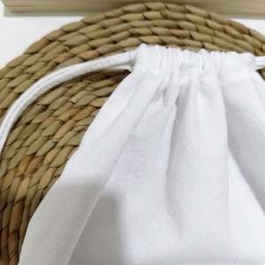 Sac à cordon en coton et lin biologique, personnalisable, recyclable, pochette de rangement pour bijoux, beige, avec 100 pièces pour l'utilisation de bougies - Product Image 5