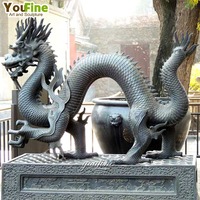 Fontaine d'eau de dragon chinois de grande taille Statues grandeur nature en bronze pour l'extérieur