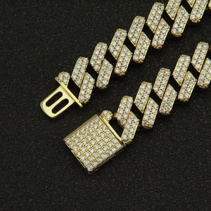 15Mm rhombus bar Cuban chain exaggerated <b>bracelet</b>, personalized <b>copper</b> inlaid zircon <b>bracelet</b>. - Product Image 3